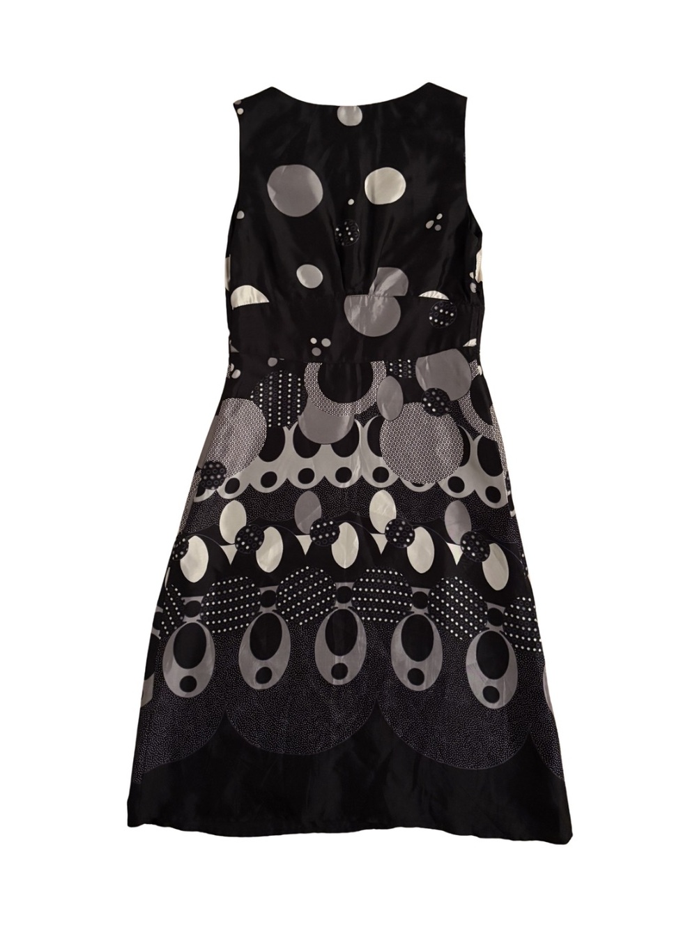 Jacob Y2K Black and White V-Neck Sleeveless Patterned Dress - Picture 4 of 4